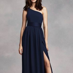 One Shoulder Dress with Satin Sash